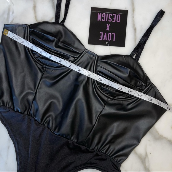 Black Faux Leather Bodysuit - Picture 7 of 11